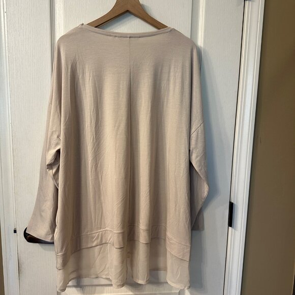 Soft Surroundings | 3X Long Sleeve Tunic Top SCM20 Stretch Sheer Trim Minimalist - Picture 7 of 9